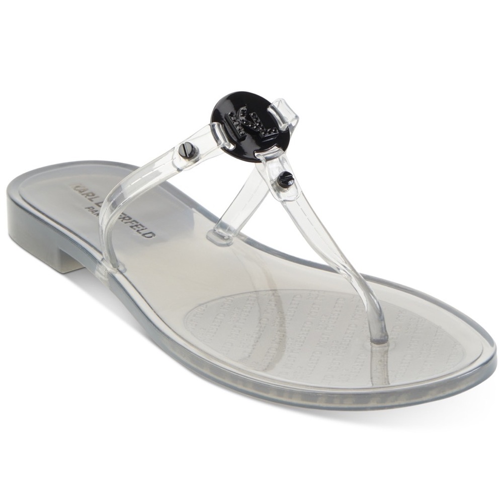 Karl Lagerfeld Paris Wylda translucent sandal. Size 5.